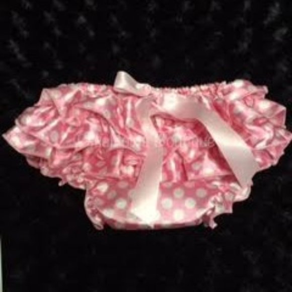 Pink Polka Dot Satin Ruffle Bloomer - Picture 1 of 1